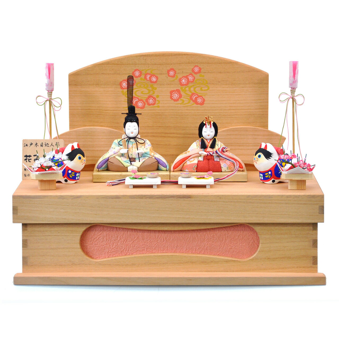 雛人形 ひな人形 お雛様 おひなさま かわいい 手作り 新作 秀光 限定品 送料無料 コンパクト ミニ 初節句 ひな祭り 木目込 一秀 二人 2人 収納 桜 さくら ピンク 狛犬 こま犬 買得 お得 人気 ランキング P81410