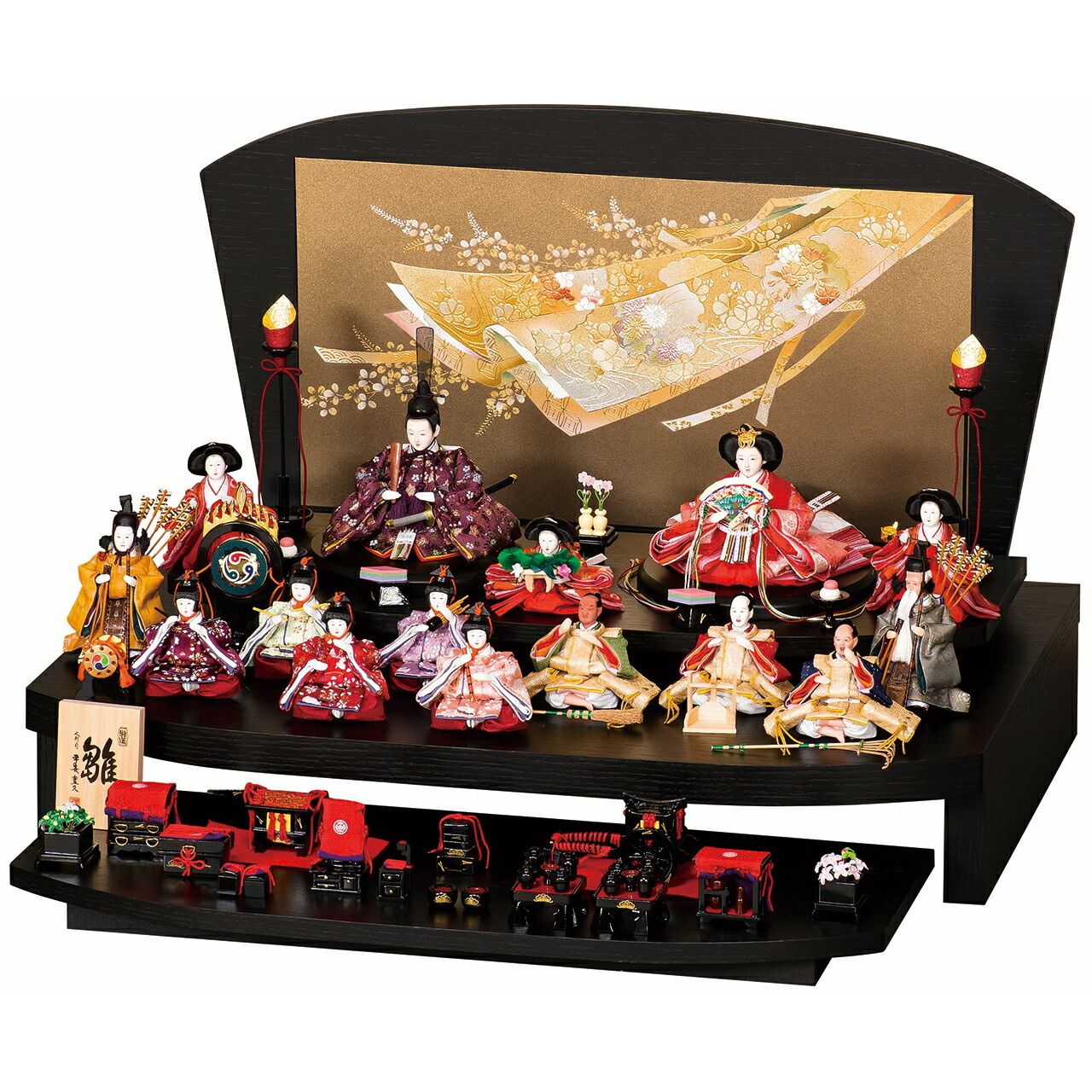 雛人形 三段飾り ひな人形 お雛様 新作 おひなさま かわいい 手作り 十五人 21年 新作 秀光 限定品 送料無料 コンパクト ミニ 初節句 ひな祭り 段 三段 十五人 15人 買得 お得 人気 ランキング P101 秀光人形工房雛人形 全部揃ったお雛様 小さくてもにぎやかさが