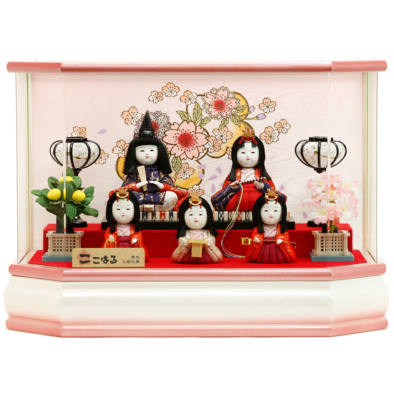 翌日発送可能 雛人形 ひな人形 お雛様 おひなさま コンパクト ミニ 初節句 かわいい ひなまつり 雛祭り 送料無料 ケース 木目込み 5人 五人 22年 新作 秀光 限定品 買得 お得 人気 P460 Fucoa Cl