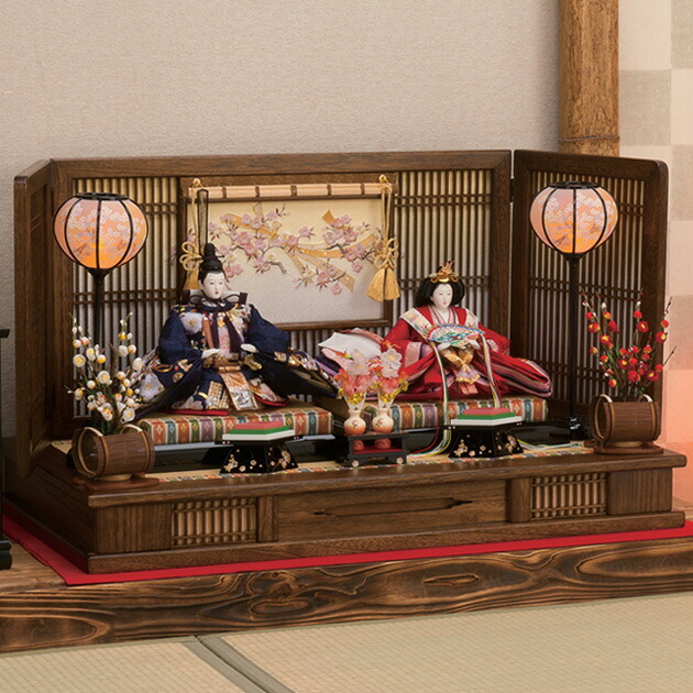 雛人形 格子柄が美しい家具調高床台屏風に凛としたお顔のお雛様 送料無料 雛人形 初節句 Pおもちゃ 雛人形 ひな人形 お雛様 お得 おひなさま かわいい 手作り 21年 新作 秀光 限定品 送料無料 コンパクトミニ 初節句 ひな祭り 親王 二人 2人 平飾り 男雛 女雛 買得