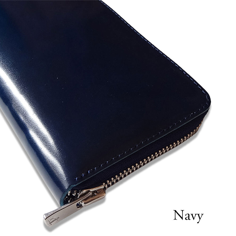 きれい 【日本製】新喜皮革 オイルコードバンロングウォレット Navy