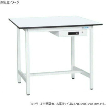 サカエ 軽量立作業台KADタイプ 抗菌加工 キャビネット1段付 1200×900×900mm KAD-129AMW【送料無料】|収納ラボ