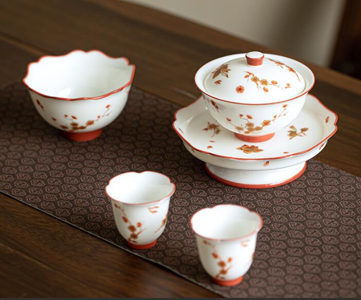 茶器セット軽豪華カンフーカップオフィス会客蓋茶碗ティーカップセット｜Shuozhou