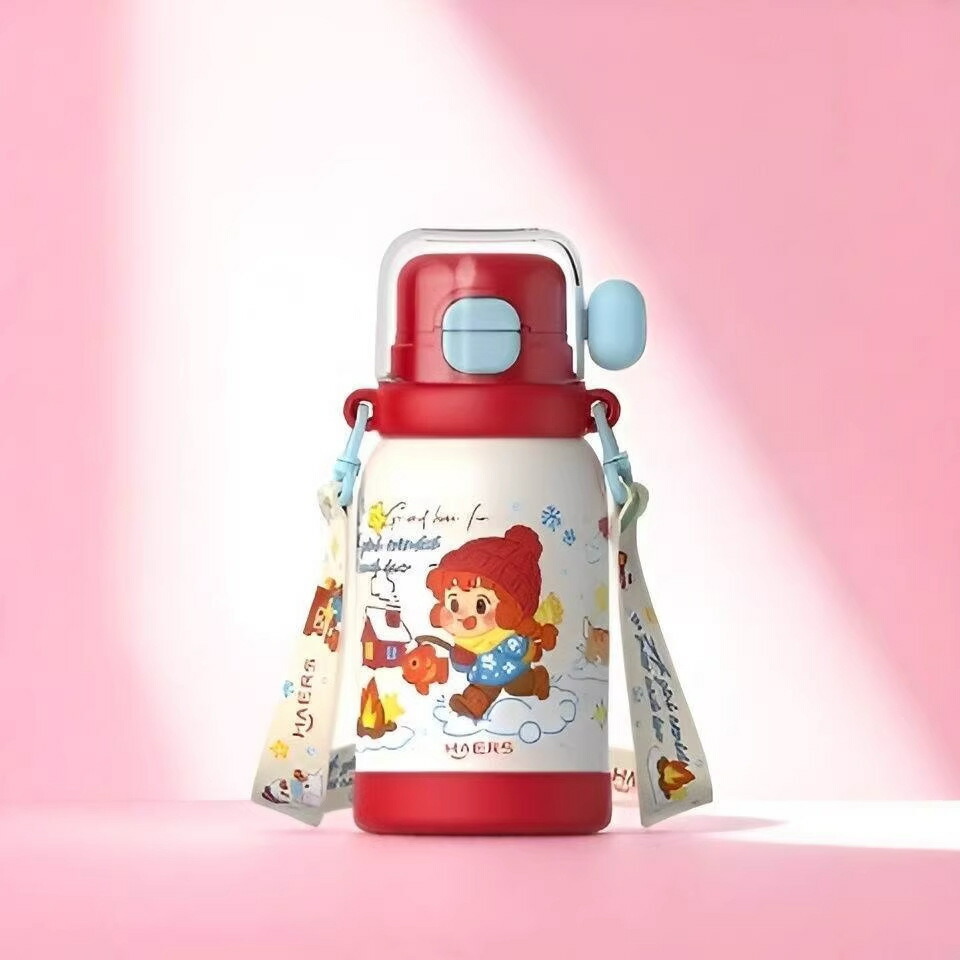 新型携帯保温カップ児童高?値専用ストローステンレスコップ学生アニメかわいい