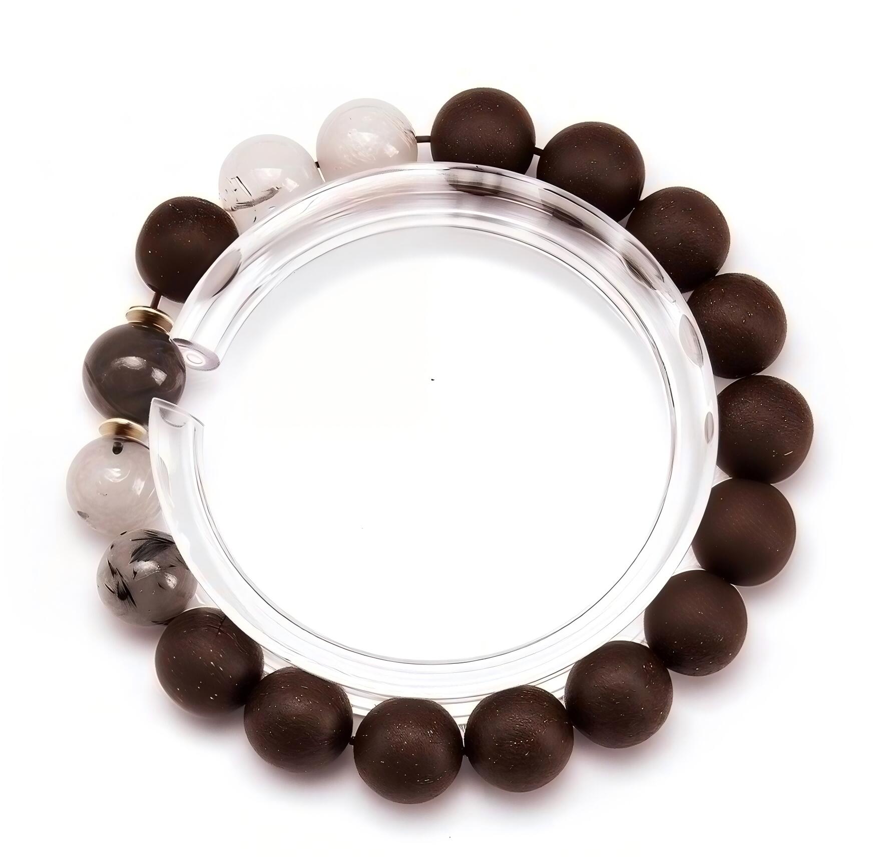 黒ルチルクォーツを当て嵌めるした結びあわせる香腕輪 遊撃手表現スタイル 言い慣わしアロマセラピージュエリー