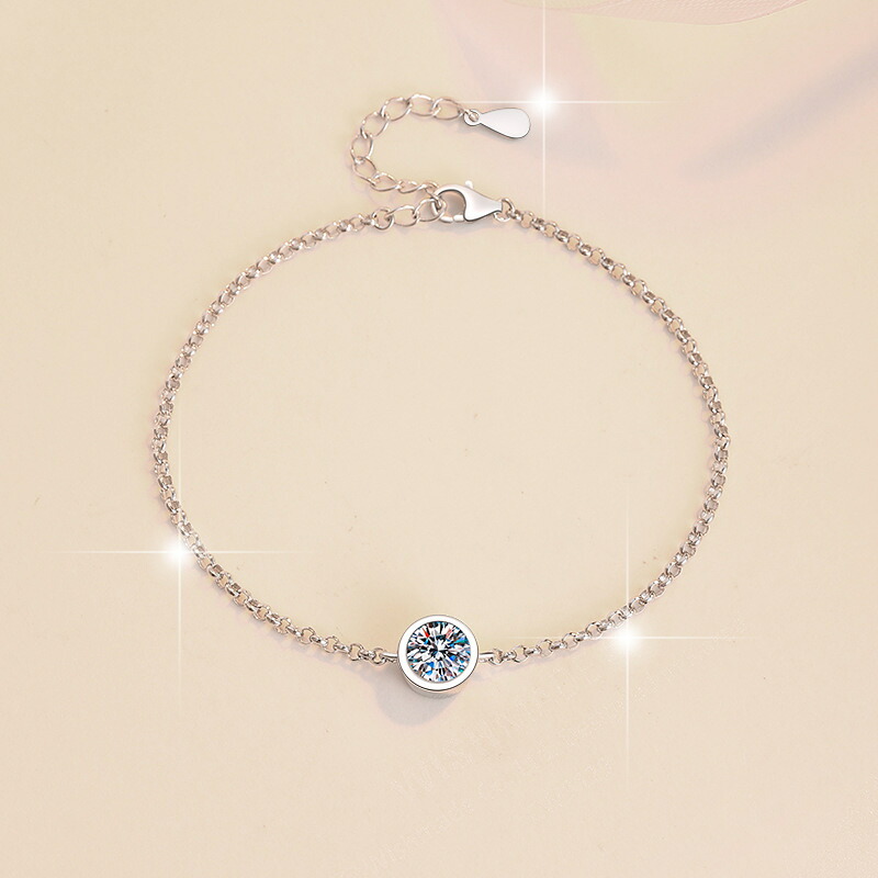 S925純銀小水の泡画題1カラットモアサナイトバングルプラチナメッキモアサナイトアクセサリー