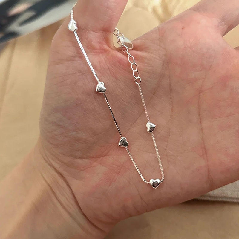 S925純銀ハートブレスレットレディースins森お嬢さん甘雅びやか磨きハート型代わり代わり御前上等付属物