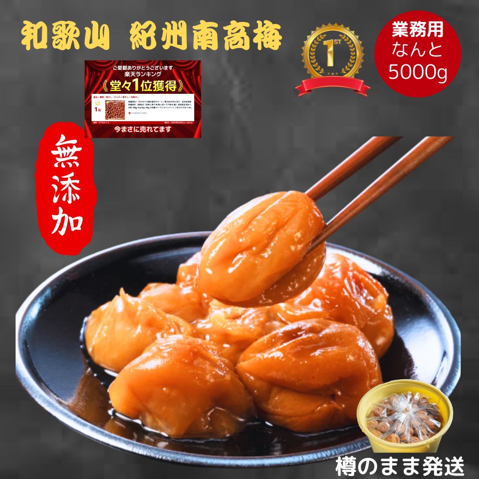 ★紀州南高梅 数量限定 【無添加】 和歌山 梅干し 梅干 梅 酸っぱい 無添加梅干し しょっぱい梅干し 美味しい梅干し 南高梅梅干し 紀州梅干し おにぎりの具 昔ながらの梅干し 昔ながら 塩分20 酸っぱい梅干し すっぱい 江戸時代 濃い 産地直送 訳あり 5kg 大容量