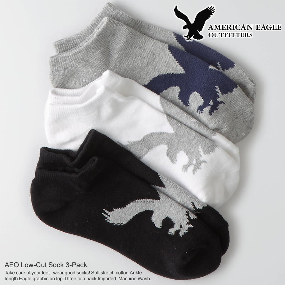 楽天市場 アメリカンイーグル メンズソックス Ae Low Cut Sock 3 Pack ブラック グレー ホワイトが各1足 合計3足入り 1225 59 アメカジ専門店shu Shu