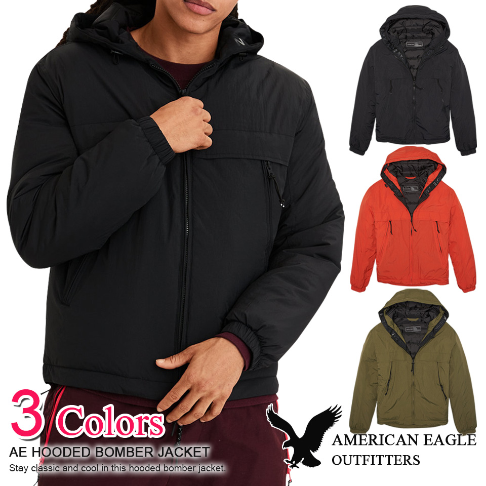 アメリカンイーグル メンズ 中綿ジャケット ラッピング Ae Jacket Hooded プレゼント Bomber Jacket 4色 0108 1146 S M L Xl Xxl あす楽 3980円以上 送料無料 メンズ かっこいい ギフト にも 大きいサイズ あり プレゼント ラッピング 無料 秋冬物新作も続々入荷