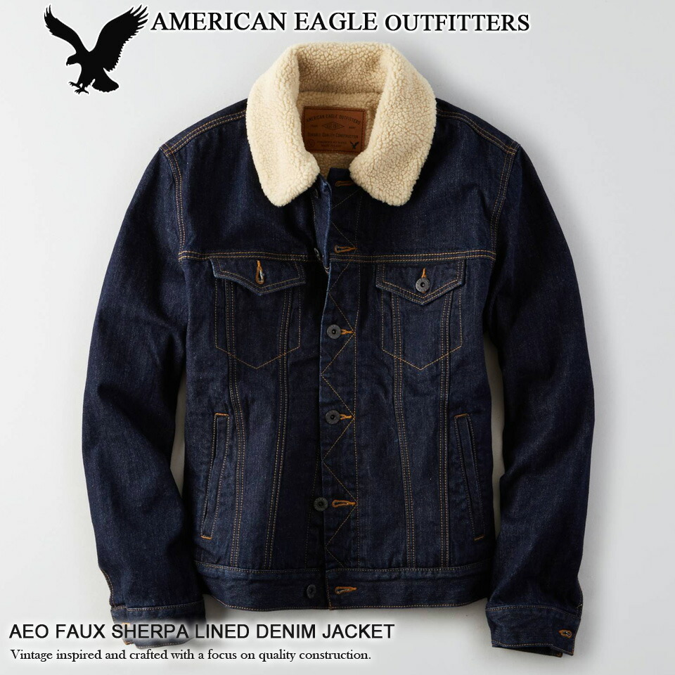 【楽天市場】 アメリカンイーグル メンズ シェルパラインデニムジャケット AEO FAUX SHERPA LINED DENIM JACKET