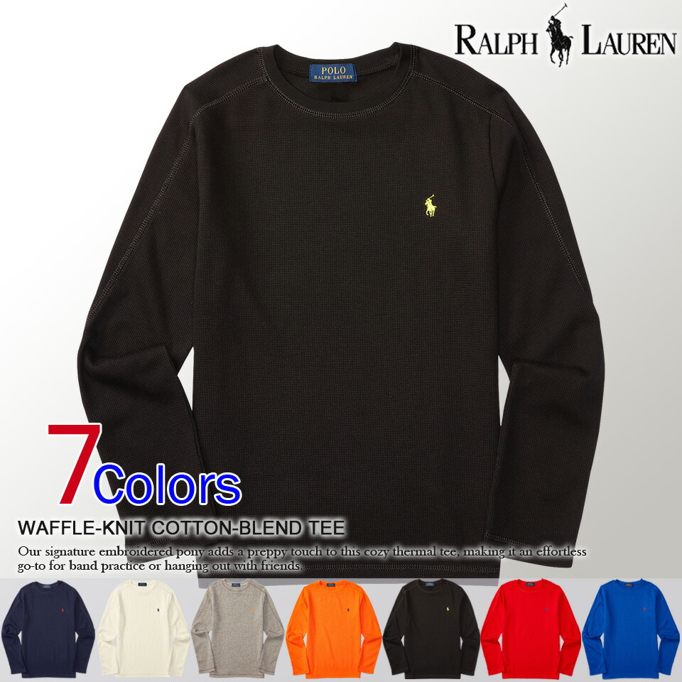 polo ralph lauren waffle knit long sleeve crew neck tee