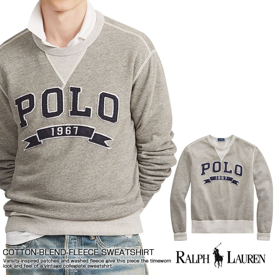 polo cotton blend fleece sweatshirt