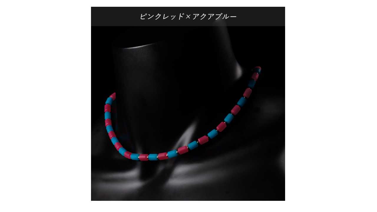 【レビュー投稿やLINE追加でクーポンGET】クリオ ネックレス CHRIO インパルスネックレス シルバー カラー S43cm ピンクレッド×アクアブルー