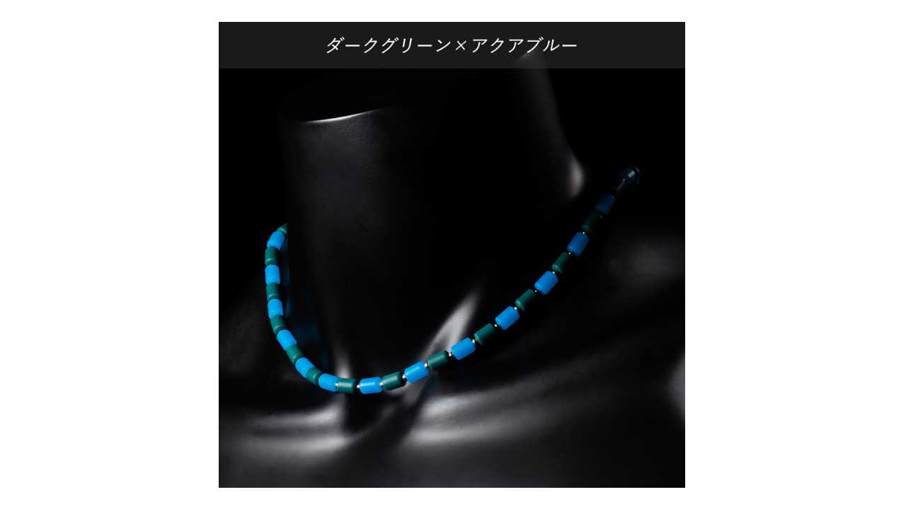 【レビュー投稿やLINE追加でクーポンGET】クリオ ネックレス CHRIO インパルスネックレス シルバー カラー S43cm ダークグリーン×アクアブルー
