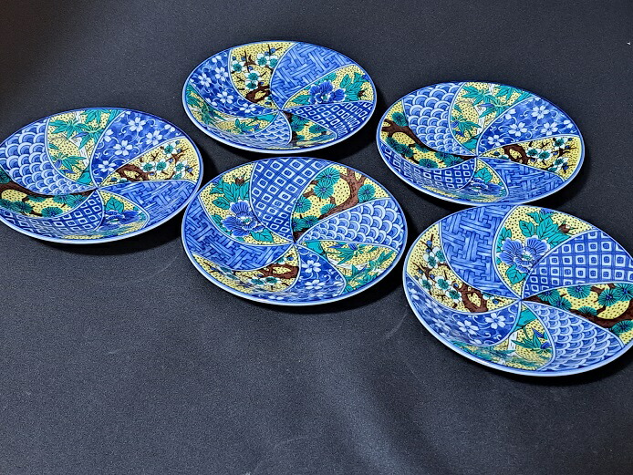 [期間限定値下げ] 九谷焼　春画　春楽作　飾皿　26cm　5枚セット 期間限定値下げ] 九谷焼春画春楽作飾皿26cm5枚セット