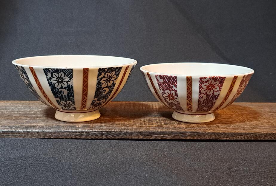 【九谷焼】 組飯碗(ご飯茶碗,夫婦茶碗,ペア 茶碗,お茶碗) 鉄仙文|秀山堂