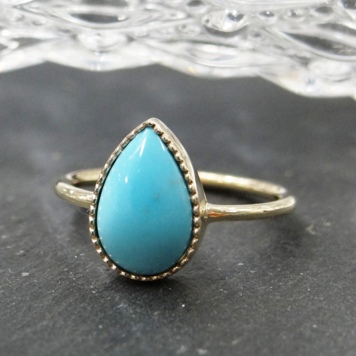 期間限定送料無料 ターコイズ K10yg リング スリーピングビューティー シンプル おしゃれな デザイン プレゼントに パワーストーン 12月 誕生石 信頼 Itready Gr