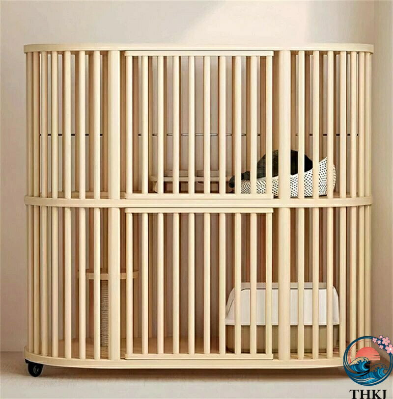 【全品2点で5%OFF】猫 ケージ キャットケージ 木製 キャスター付き 広々 大型 四方に換気 自然 生態 杉天然木 猫 家具
