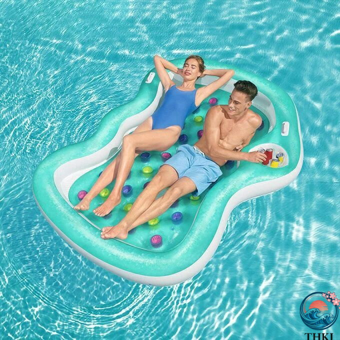 【全品5%尖んがり】釣り浮き輪 成年者 2人 大型 216糎*178糎 途轍も無い アイスクリームソーダ 馬鹿でかい スウィミングプール 海 夏