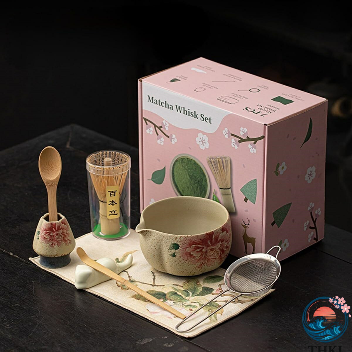 【全品2点で5%OFF】抹茶セット お点前セット 8セット 本格茶道道具一式 花柄 陶器 注ぎ口付き 抹茶泡立て器敬老の日 父の日 母の日 クリスマス 新年 誕生日 ギフト プレゼント