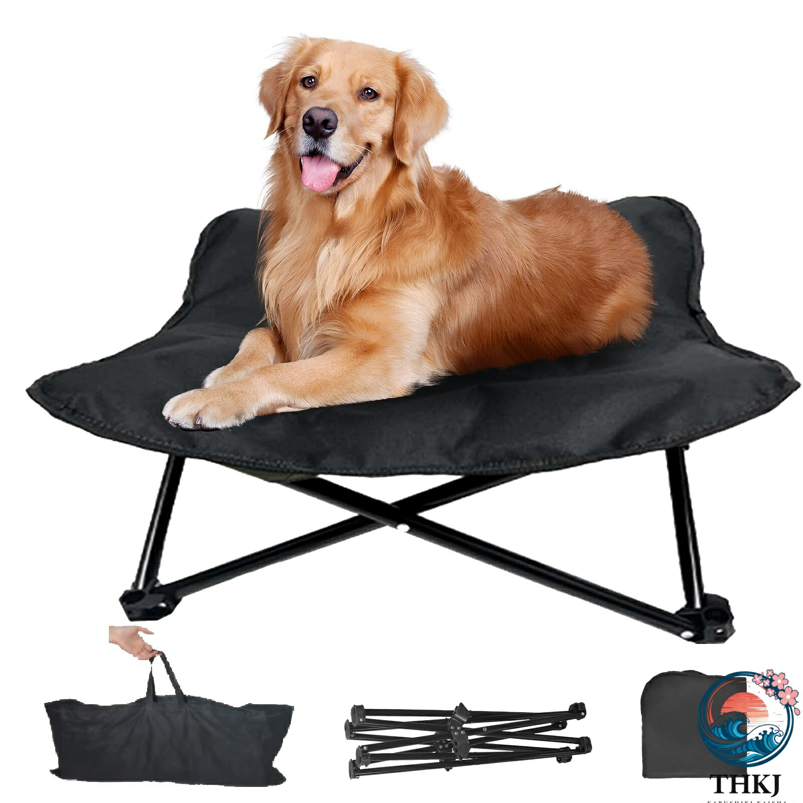 【全品2点で5%OFF】犬用ベッド ドッグコット犬用ベッド 折りたたみドッグコットベッド 洗える クッション 組立簡単 折り畳み式 携帯便利 犬用コット アウトドア キャンプ お出かけ (70×70cm)