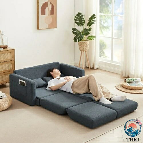 【全品2点で5%OFF】2 seater sofa ソファ 2人掛け 収納付き ファブリック 両側に肘掛け付き 木脚外し可能 ローソファ コンパクト ひとり暮らし カウチソファー プレゼント ギフト 贈り物
