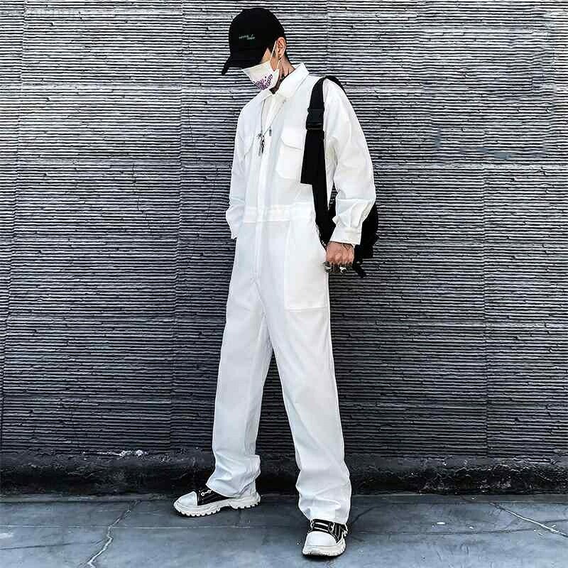 繋ぎ ツナギ メンズ レディース 大層らしい櫂 長ズボン 飛び降りる背広 白 御居処跳ねる 大層らしい大きさ 白いこと デイリー 今めかしい ユニ一発やる