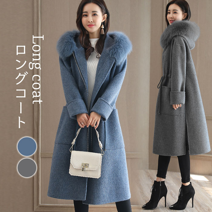 楽天市場】ロングコート レディース ファー付きコート ファー付き