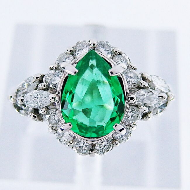 美品 Pt900 エメラルド0.37ct ダイヤ計0.26ct リング 指輪 PT900 0.57ct天然コロンビア産エメラルド・ダイヤモンドリング - 齋藤