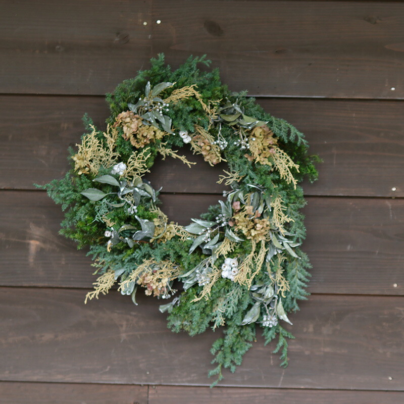 楽天ランキング1位 1点もの あじさいとグリーンのシックなリース ドライフラワー雑貨 花七曜 Www Etechnologycr Com