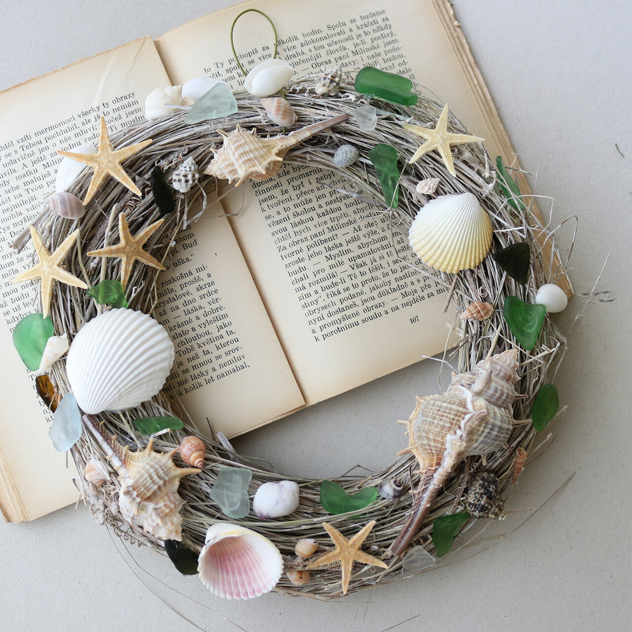 楽天市場】【1点もの ・ 玄関ドアOK♪】貝殻とシーグラスの夏色