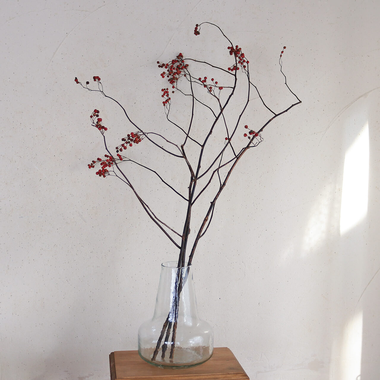 大枝 赤い実 長さ約60cm〜80cm】 野バラの実 ◇ドライフラワー