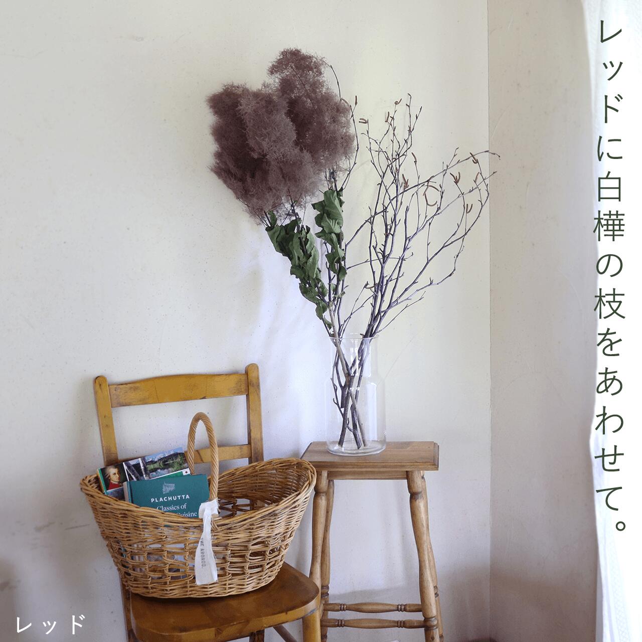 【 大枝 丈60〜80cm 】 スモークツリー ロング (1〜2本)◆ モーヴ ・ グリーン ・ レッド /ドライフラワー 花材 リース 手作り 国産 材料 素材 ディスプレイ インテリア ナチュラル シンプル 枝 枝もの
