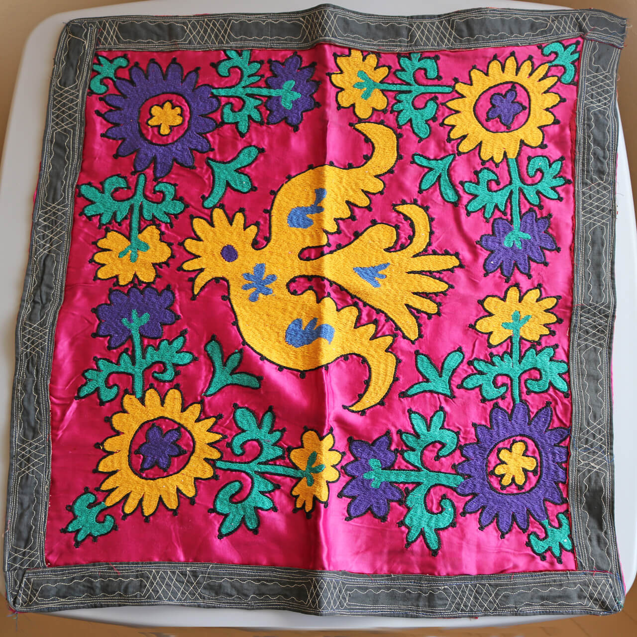 楽天市場】【1点もの】スザニ刺繍 手刺繍 クロス ザクロ 花 太陽