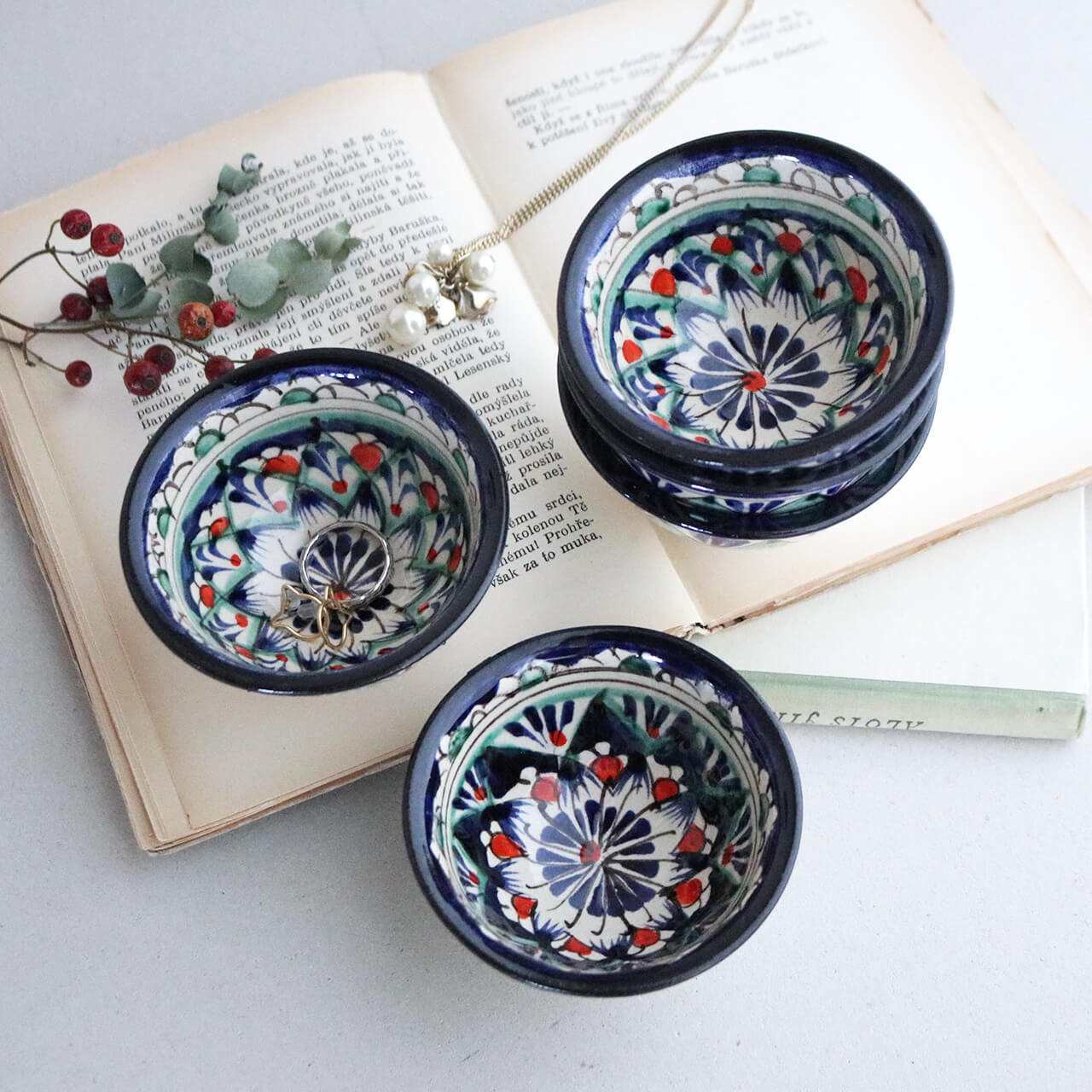 楽天市場】ウズベキスタン リシタン陶器 ボウル 水色 M ＊ おしゃれ