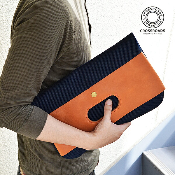 新規購入 クラッチバッグ メンズ レディース 小さめcross Roads クロスロード コーラスクラッチバッグ Udダック 米国帆布 人気 ブランド ヴォーノオイルレザー 2wayバッグ 鞄 カバン かばん レザー 本革 牛革 牛皮 革 皮 本皮 ビジネス カジュアル 日本製 通勤 通学