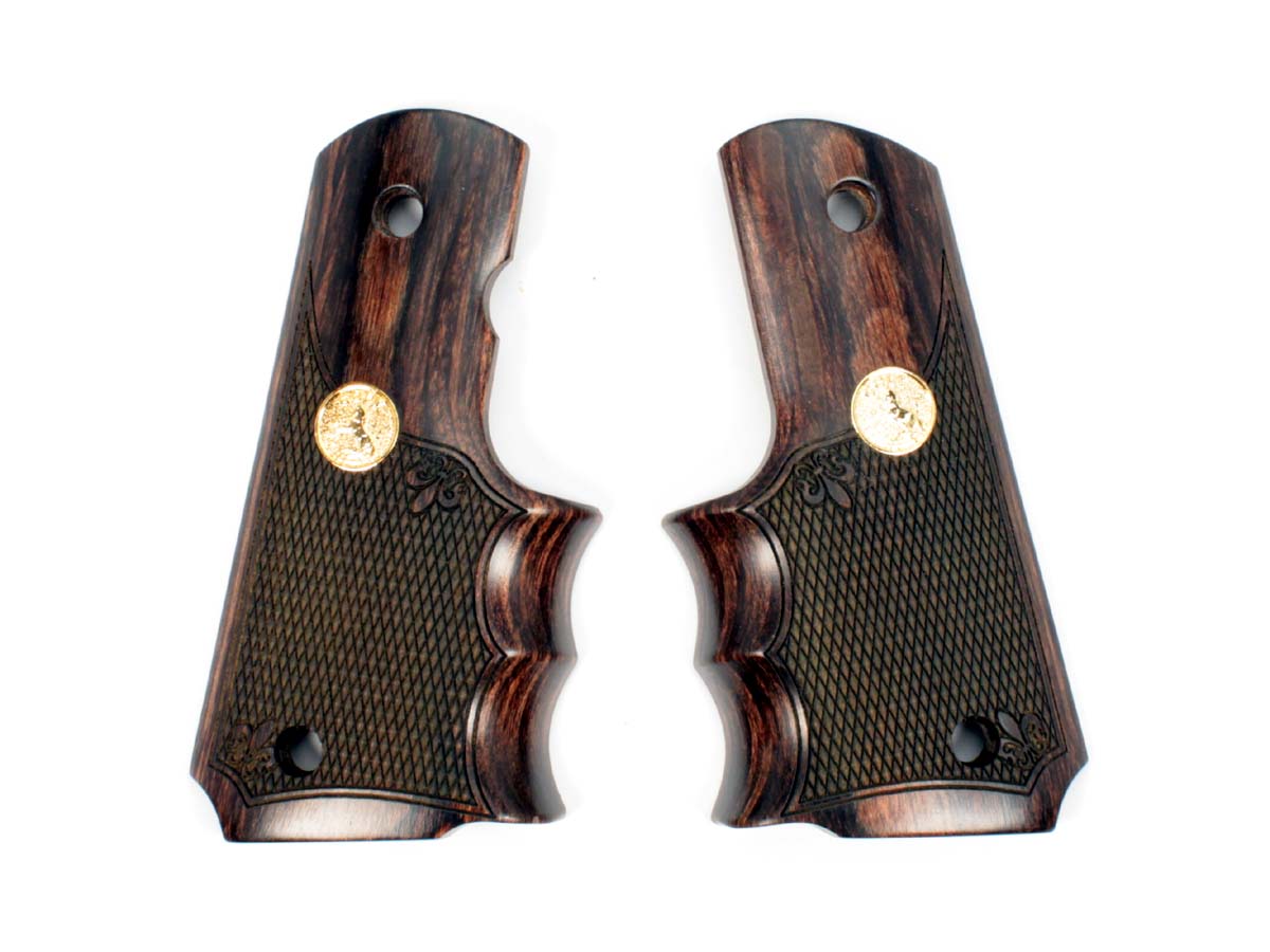 Altamont 1911フルサイズ対応 フィンガーグルーブ チェッカーメダリオン付き スーパーウォールナット｜サイドアームズ