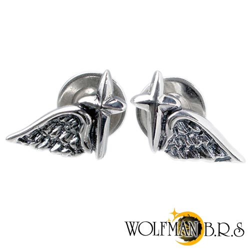 【ポイント2倍！マラソン期間中】 ウルフマンB.R.S WOLFMAN B.R.S エンジェル スタッド シルバー ピアス アクセサリー ペアセット 両耳用 シルバー925 スターリングシルバー WO-E-010-P