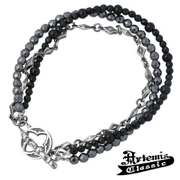 【ポイント2倍！マラソン期間中】 アルテミスクラシック Artemis Classic ピラミッド シルバー ブレスレット アクセサリー メンズ ヘマタイト オニキス シルバー925 スターリングシルバー ACB0087
