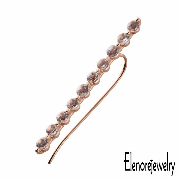 エレノアジュエリー Elenore Jewelry 10K ゴールド ピアス アクセサリー ホライゾン イヤー クライマー 片耳用 ホワイトトパーズ ELE0006
