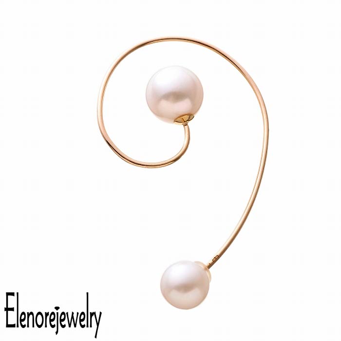 【ポイント2倍！マラソン期間中】 エレノアジュエリー Elenore Jewelry 10K ゴールド ピアス アクセサリー 2パール スクリューピン 片耳用 真珠 ELE0009
