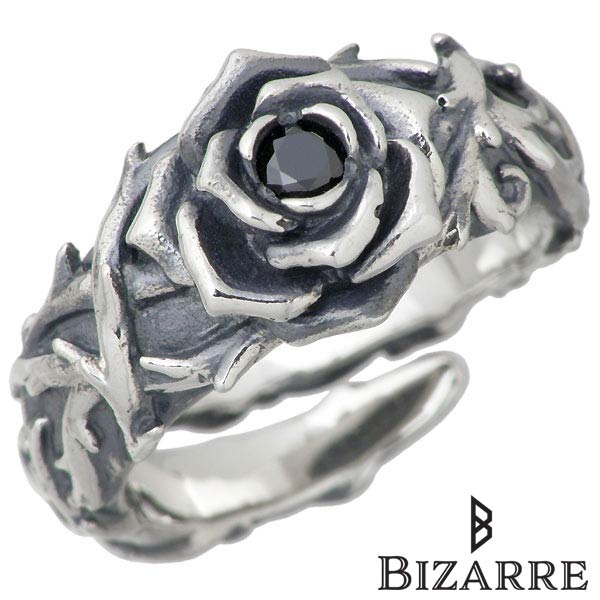 【ポイント2倍！マラソン期間中】 ビザール BIZARRE シークレット ローズ シルバー リング ブラックキュービック 指輪 アクセサリー 10～20号 シルバー925 スターリングシルバー SRJ088SVBK