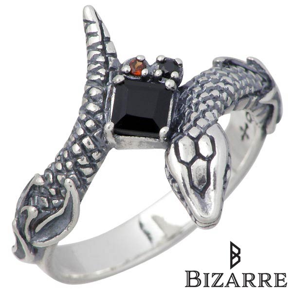 【ポイント2倍！マラソン終了まで】 ビザール BIZARRE Ouroboros Collection Eternal メンズ シルバー リング ブラックスピネル ヘビ 指輪 アクセサリー 12～18号 シルバー925 スターリングシルバー SRJ116｜Sies Rosso シーズ ロッソ
