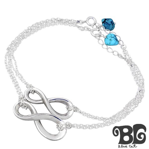 【ポイント2倍！マラソン期間中】 ブルーキャット Blue Cat ターコイズ インフィニティ シルバー ペア ブレスレット アクセサリー SBV771-772-P