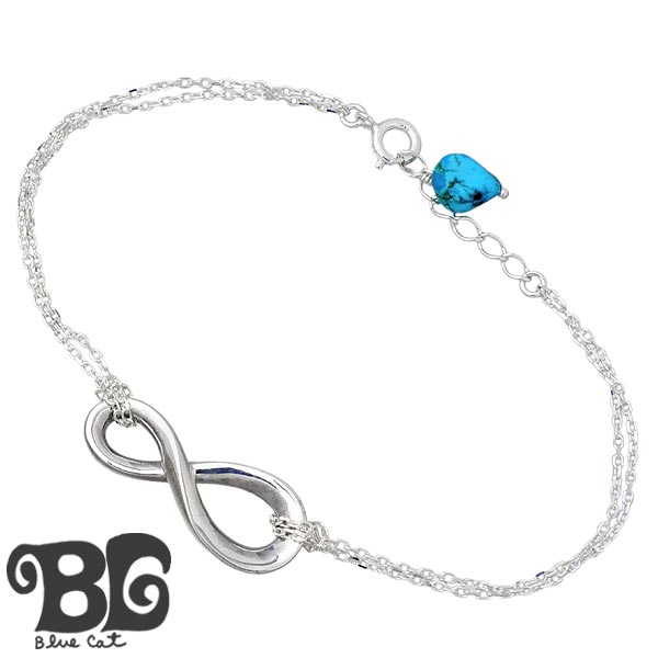ブルーキャット Blue Cat ターコイズ インフィニティ シルバー ブレスレット アクセサリー レディース SBV772-1409