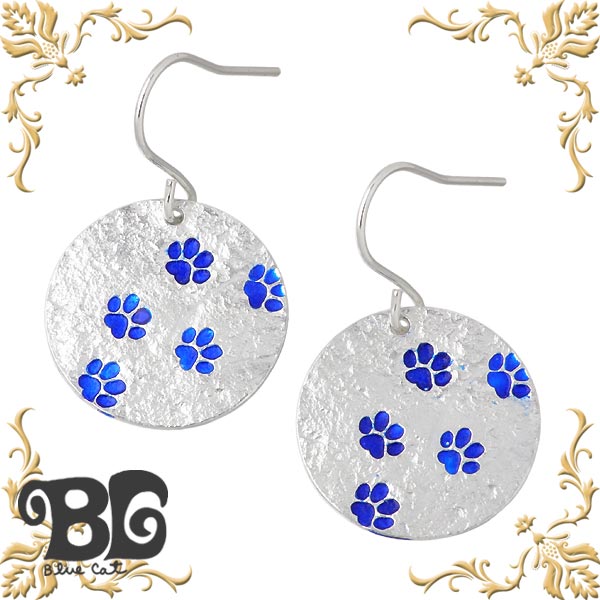ブルーキャット Blue Cat シルバー 猫 足あと フック ピアス アクセサリー ネコ 2個売り シルバー925 スターリングシルバー SEV767-1294｜Sies Rosso シーズ ロッソ