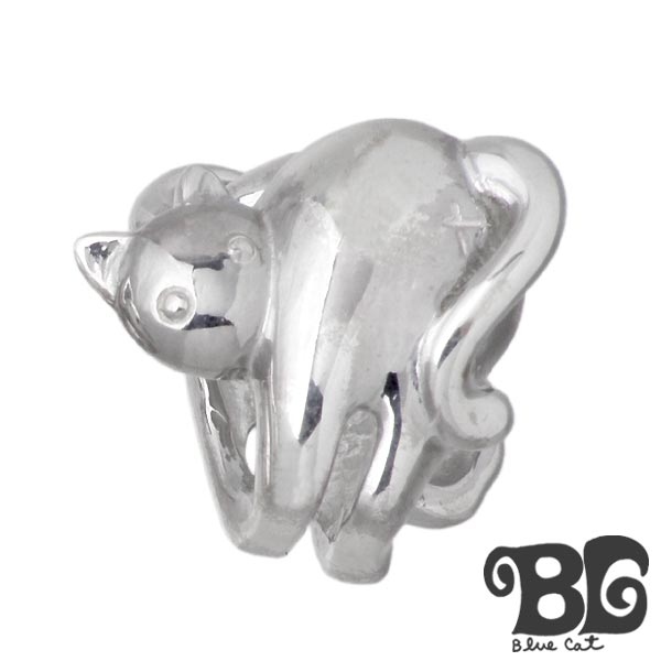 【ポイント2倍！マラソン期間中！】 ブルーキャット Blue Cat 猫 リバーシブル シルバー イヤークリップ レディース イヤーカフ アクセサリー 1個売り 片耳用 ネコ SEV809-1411-1P