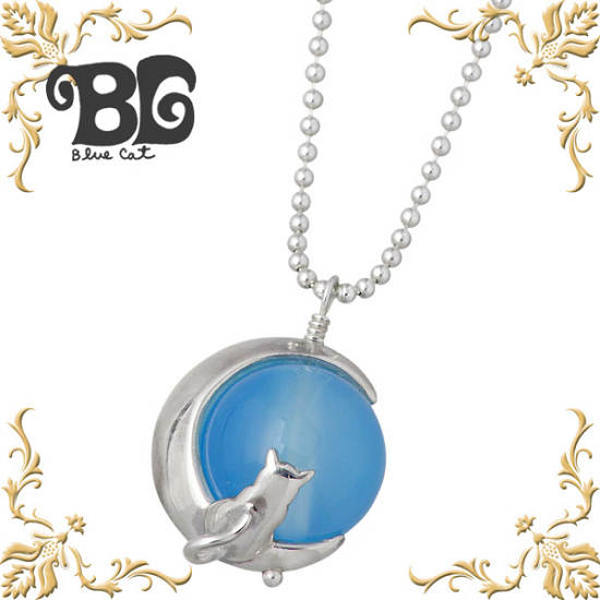 【ポイント2倍!マラソン終了まで】 ブルーキャット Blue Cat シルバー 三日月ネコ ネックレス アクセサリー シーブルーカルセドニー シルバー925 スターリングシルバー SPV637-1225|Sies Rosso シーズ ロッソ