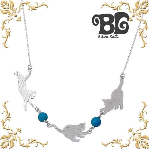 ブルーキャット Blue Cat シルバー 三匹の猫 ターコイズ ネックレス アクセサリー シルバー925 スターリングシルバー SPV782-1332｜Sies Rosso シーズ ロッソ